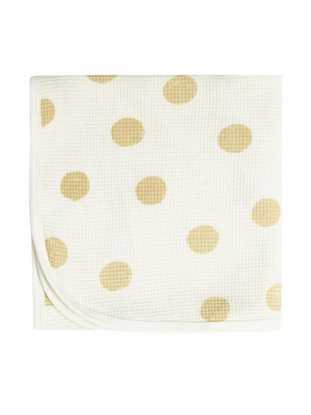 NWT Quincy Mae Organic Waffle Baby Blanket Butter Dots Ivory Yellow Neutral